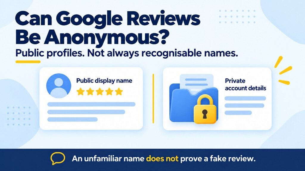 Can Google reviews be anonymous? Public display names are visible, but private account details are not