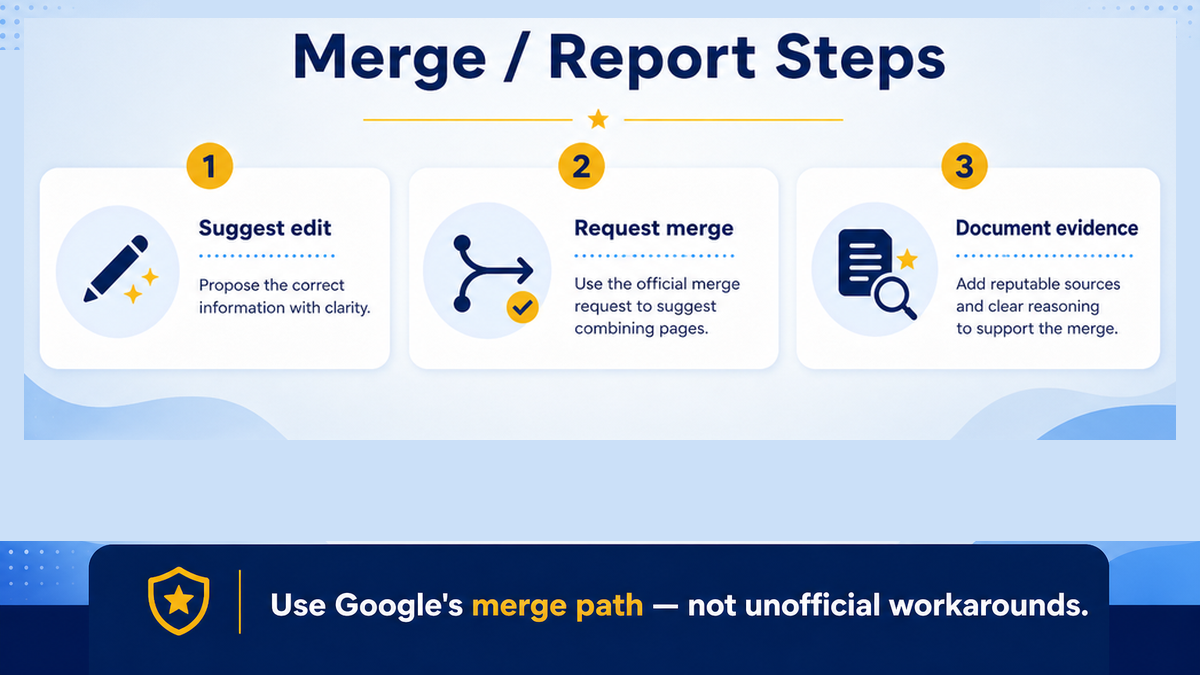Steps to merge or report a duplicate Google Business Profile