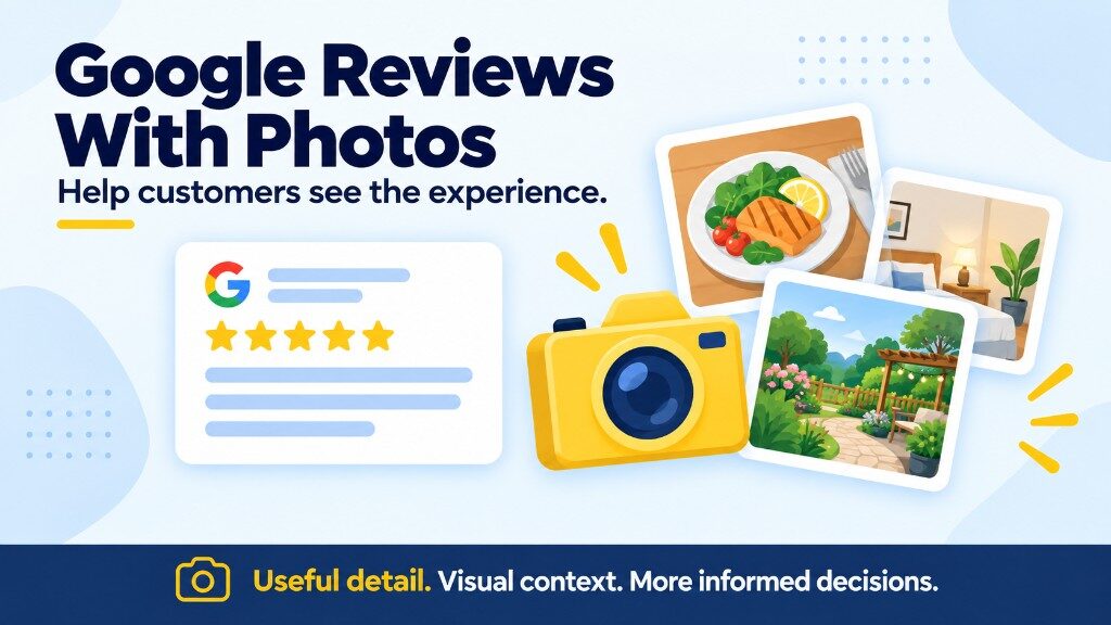 Google reviews with photos: useful written detail plus visual context to help customers see the experience