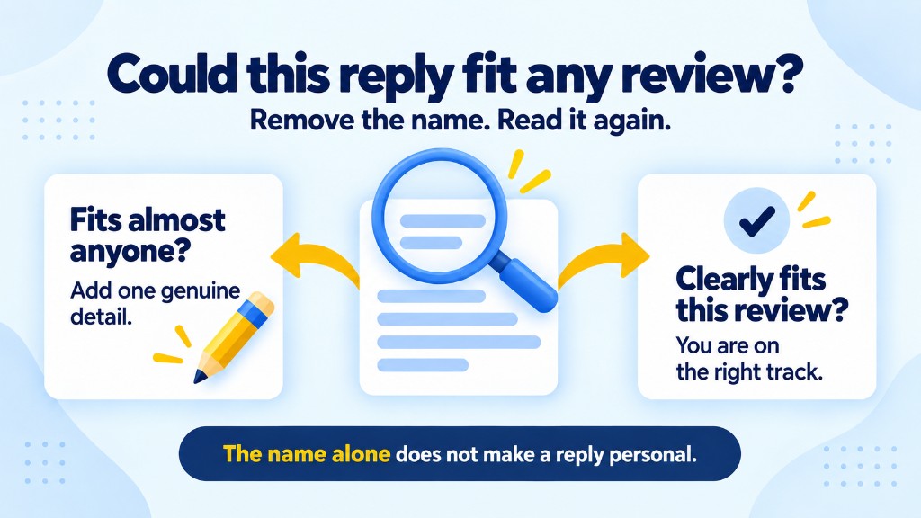 A test for generic Google review replies: remove the name and check whether the response still clearly fits this review