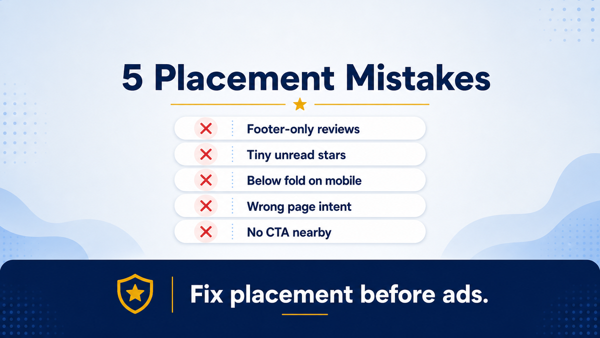 Five common review placement mistakes with red X icons