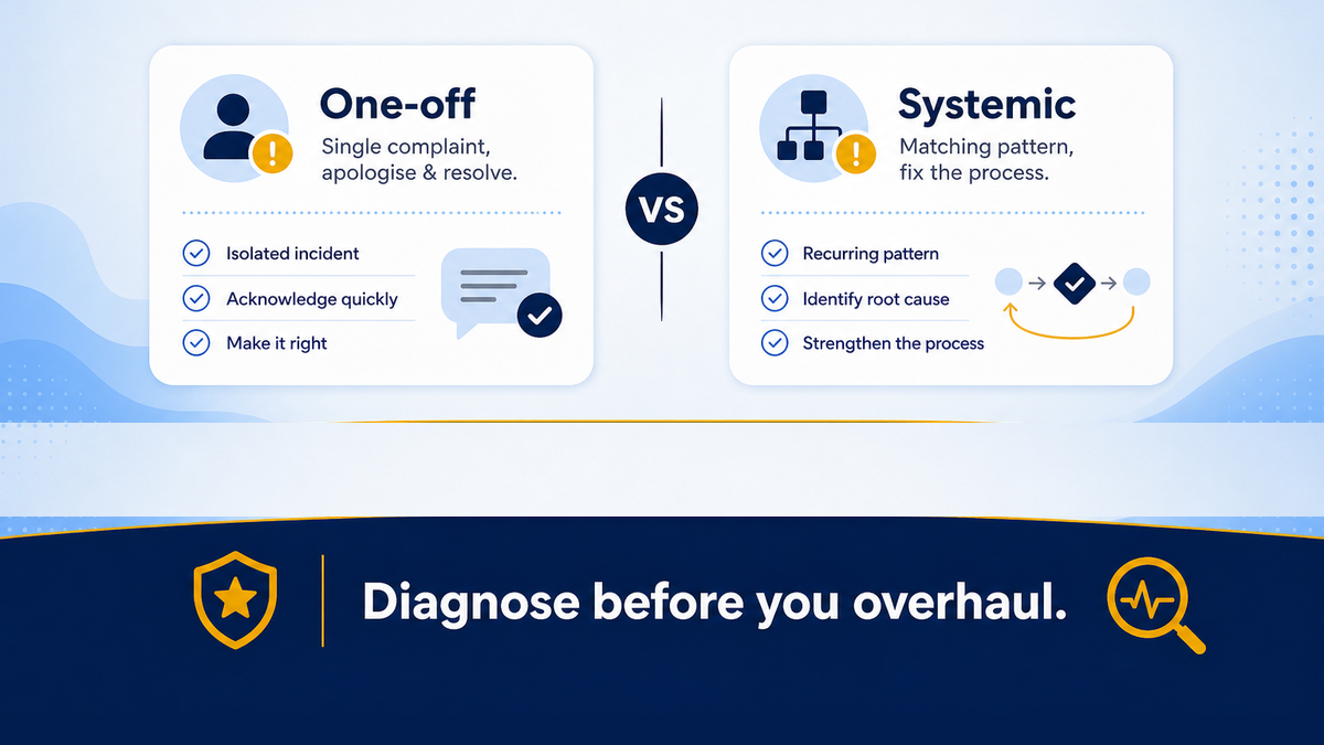 One-off bad day versus systemic process problem from review themes