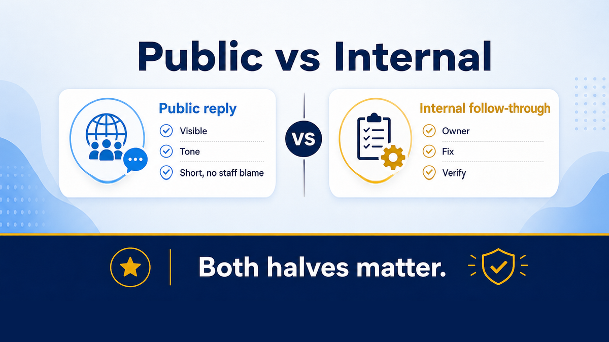 Public reply versus internal follow-through after a negative Google review