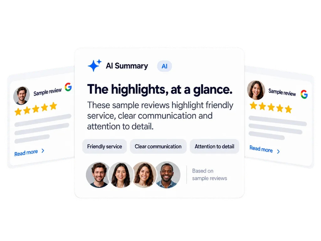 Illustrative AI summary of sample review themes